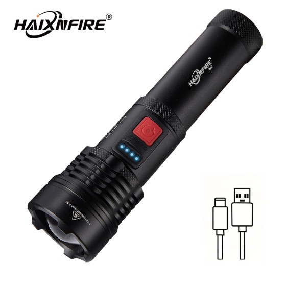 HaixnFire H47 Outdoor camping light XHP50 LED flashlight USB charging floodlight 3000 lumen Telescopic zoom torch